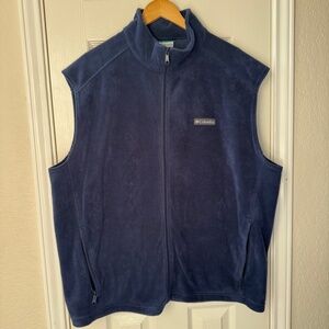 Columbia Navy Blue Fleece Zip Vest | Size [ XXL ]